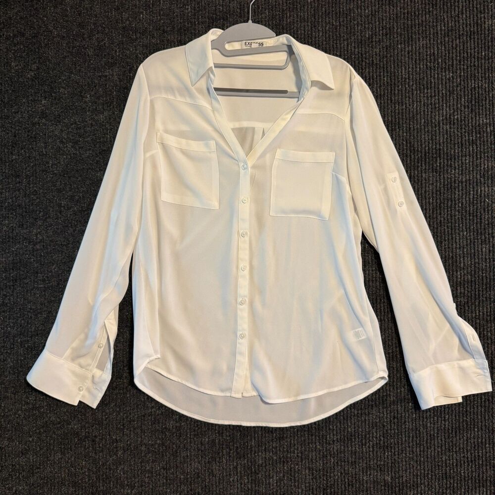 Express The Portofino Shirt Slim Fit White Button Up Womens M